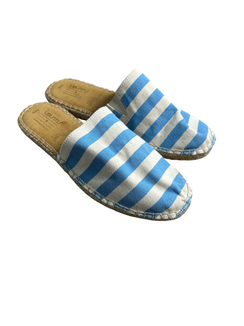 Ubuntu Blue and White Striped Espadrille Sandals